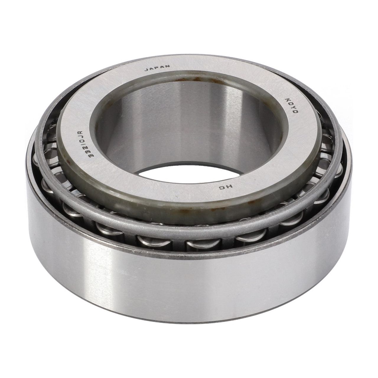 A close-up image of the Massey Ferguson - Bearing Assy - 005103691, featuring a metallic outer and inner ring designed for high-load applications. The visible rollers in the gap between the rings highlight precision engineering and reliability comparable to AGCO’s renowned Dyna-6 transmission systems.