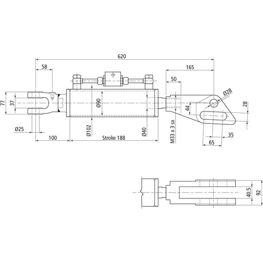 Hydraulic Levelling Box (Supplied with: Hoses), Min. Length: 620mm, Cylinder Bore: 90mm.
- S.113925 - Farming Parts