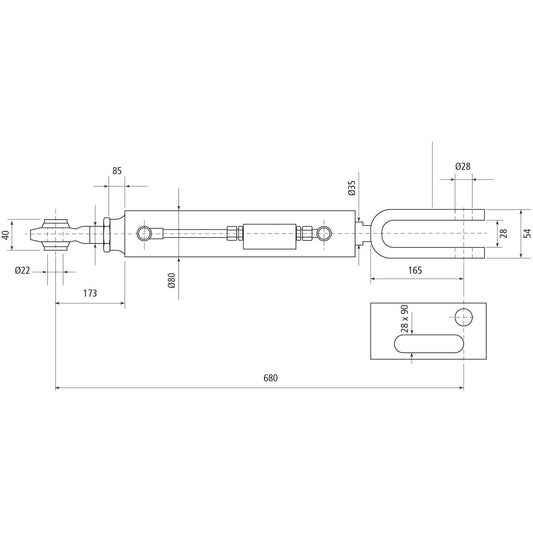 Hydraulic Levelling Box (Supplied with: Hoses), Min. Length: 680mm, Cylinder Bore: 70mm.
- S.113950 - Farming Parts