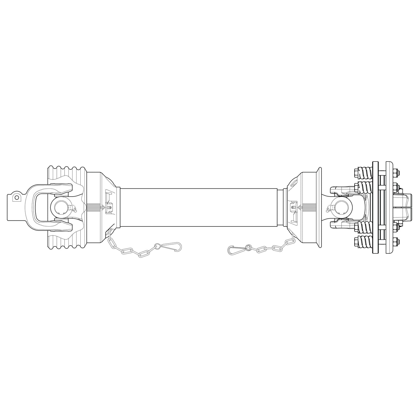 PTO Shaft - (Lz) Length: 1510mm, 1 3/8'' x 6 Spline Q.R. to 1 3/8'' x 6 Spline Friction Disc Clutch
- S.118360 - Farming Parts