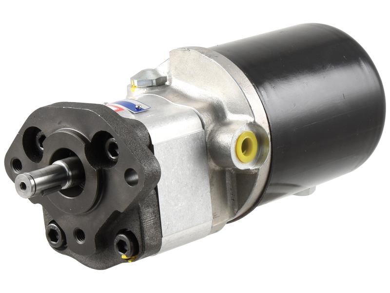 The Sparex Single Hydraulic Pump (Sparex Part Number: S.119936) features a black cylindrical housing, a durable metallic body, and multiple mounting ports, including a 9/16'' - 18 UNF fitting. It is designed for fluid power applications.