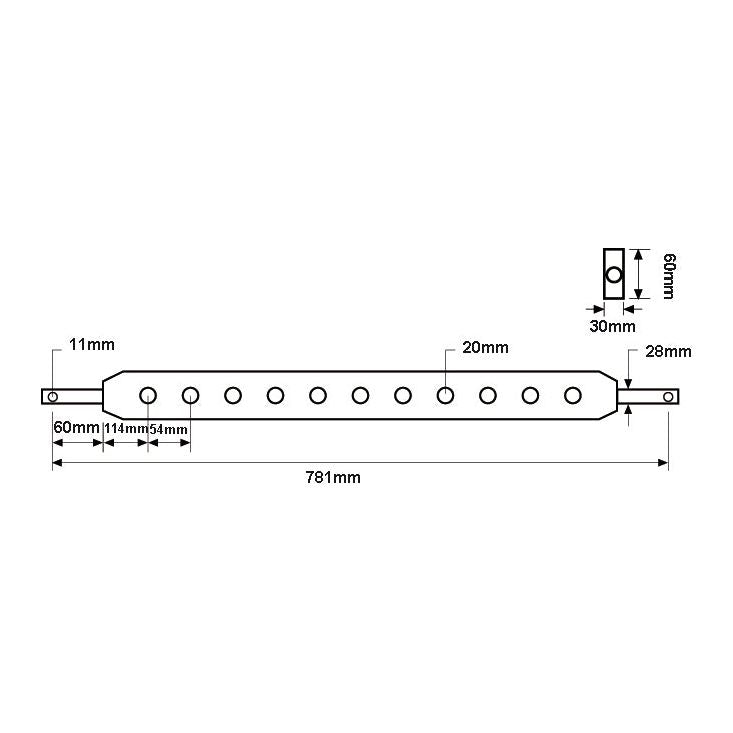Linkage Drawbar (Cat. 2) No. holes: 9, 781mm
- S.124 - Farming Parts