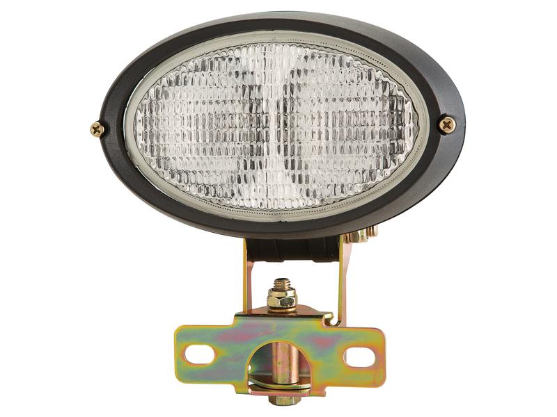 An oval-shaped Sparex Halogen Work Light with a metallic base bracket, designed for mounting on vehicles or equipment, compatible with both RH and LH sides at 12V (Sparex Part Number: S.147716).