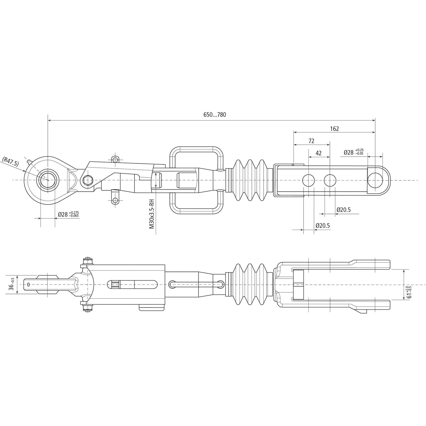 Hydraulic Levelling Box (Supplied with: Hoses), Min. Length: 680mm, Cylinder Bore: 80mm.
- S.153741 - Farming Parts