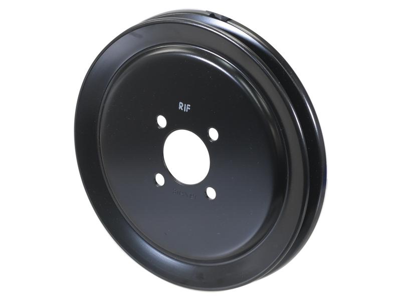 A black water pump pulley, similar in appearance to a precision-engineered Single Groove Pulley, features a smooth exterior with a central hole encircled by four smaller holes. The letters "RIF" are prominently imprinted on the front. This product is branded by Sparex and carries the Sparex Part Number S.155887.