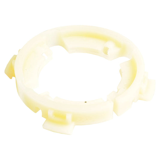 A white, circular plastic component with multiple notches and cutouts around its edge, potentially used for mechanical or industrial applications like the Sparex PTO BEARING-EASYLOCK 67X103MM (Sparex Part No.S.23997).