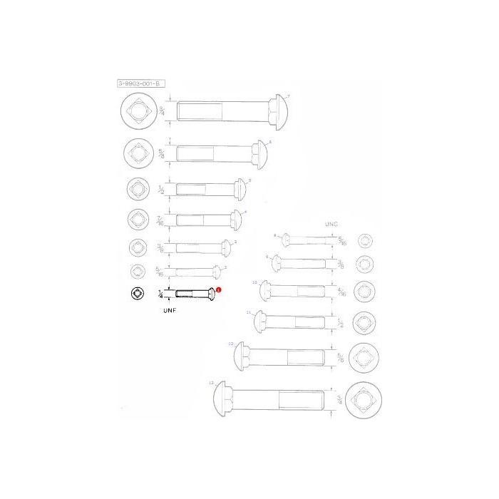 Massey Ferguson - Bolt Carriage 1/4 x 1/2 - 354241X1 - Farming Parts