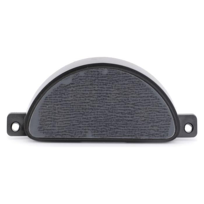 The AGCO Massey Ferguson Side Console Switch Module, model 4277894M1, is a half-circle plastic component with a textured surface and two mounting holes on either side, designed specifically for Massey Ferguson T3 tractors.