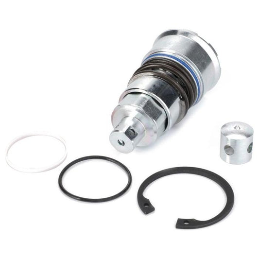 A Massey Ferguson - COUPLER KIT PARTS PACK - 4358014M13, featuring several small components including O-rings and a retaining clip, compatible with Massey Ferguson Models, placed on a white background by AGCO.