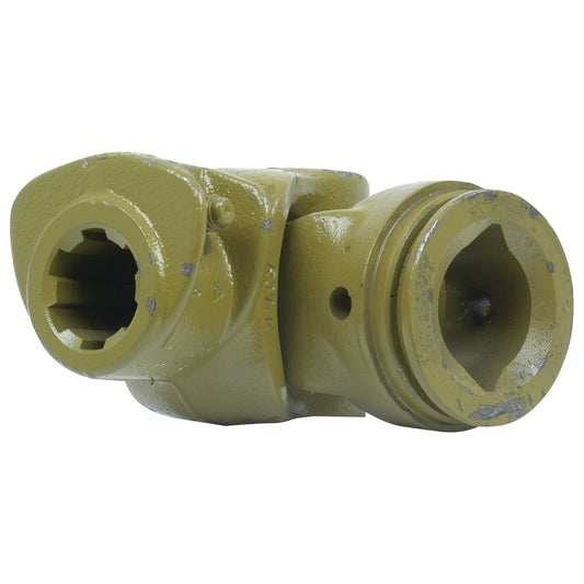 A yellow metal PTO Coupling with a hexagonal opening and bolt hole, sized at 1 3/8''-6 Spline and featuring a lemon profile measuring 49 x 39.5 x 4.5mm (U/J Size: 34 x 90mm), suitable for the Sparex German Series, Ref: S.6422.
