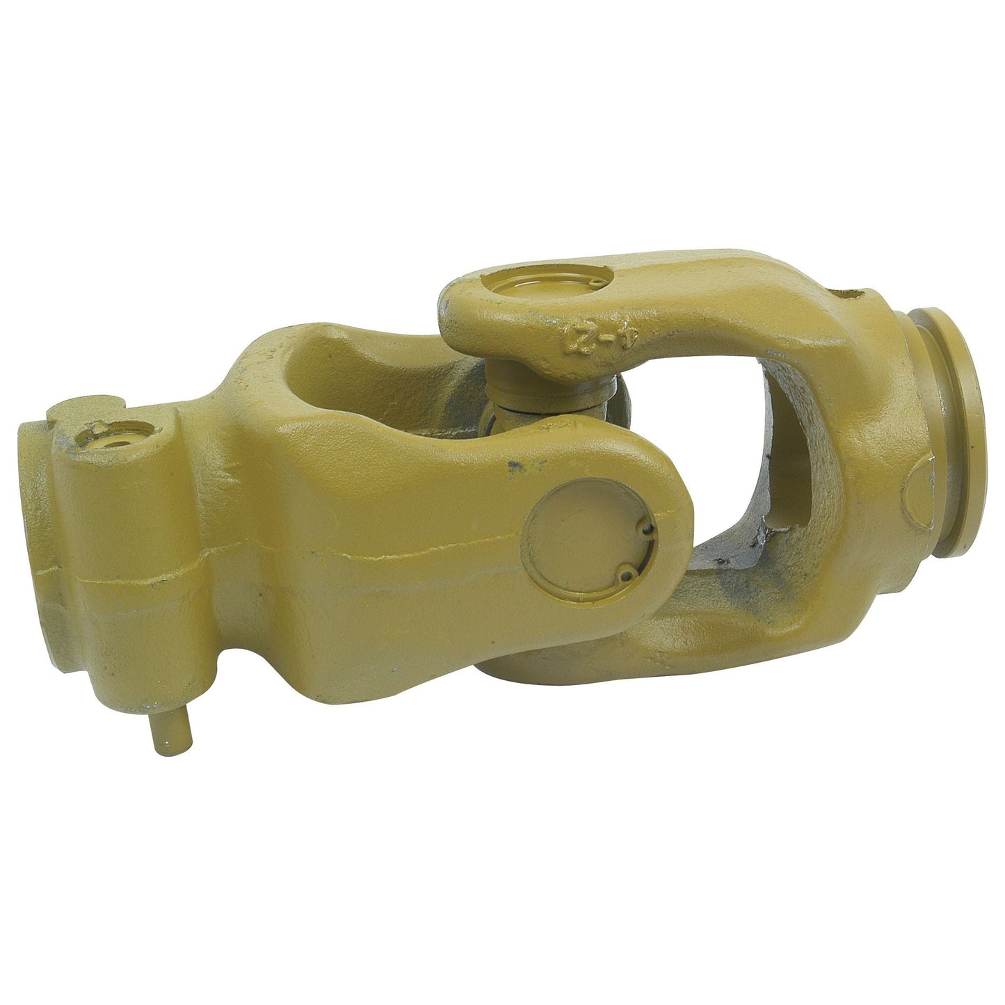 A yellow-painted Sparex PTO Coupling (Sparex Part No. S.6529) featuring a 35 x 94mm universal joint for a mechanical drive system, emphasizing its 1 3/8''-6 spline connecting parts and swivel mechanism, with precise universal joint dimensions of 54 x 54 x 4mm and triangle profile.