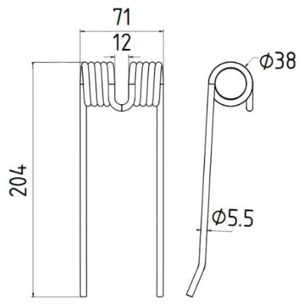 Pick-Up Haytine - - - Length:204mm, Width:71mm,⌀5.5mm - Replacement for Rivierre Casalis, Vicon, Massey Ferguson, PZ
- S.78969 - Farming Parts