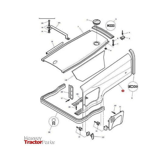 Massey Ferguson Bonnet Panel - 3784561M2 | Massey Parts-Massey Ferguson-Cabin & Body Panels,Farming Parts,Tractor Body,Tractor Parts
