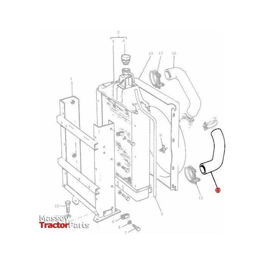 Bottom Radiator Hose - 885563M1 - Massey Tractor Parts