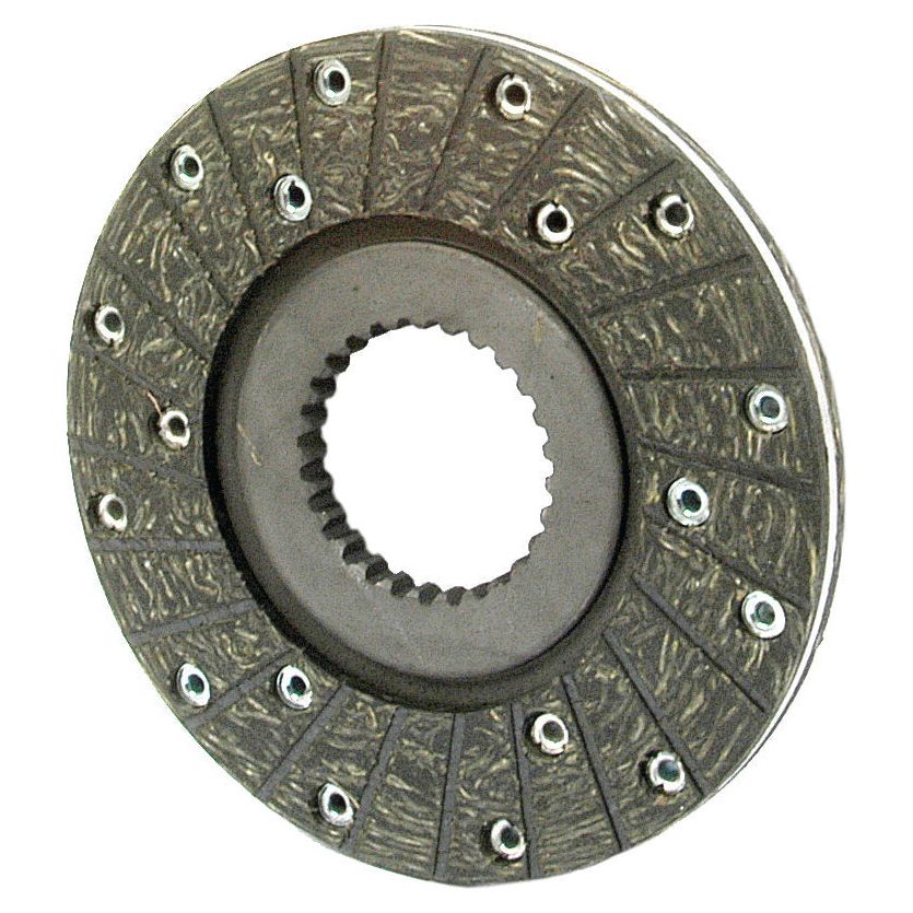 A circular metal Brake Friction Disc, model S.40832 by Sparex, with an outer diameter of 180mm features multiple small round bolts arranged evenly around the perimeter. The center, which includes a spline for attachment, is constructed using an organic lining material.