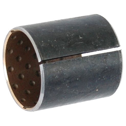 The Sparex Spindle Bush (Sparex Part No. S.42244) is a cylindrical metal bush with a split down one side and an inner surface featuring small indented dots, compatible with Massey Ferguson models.
