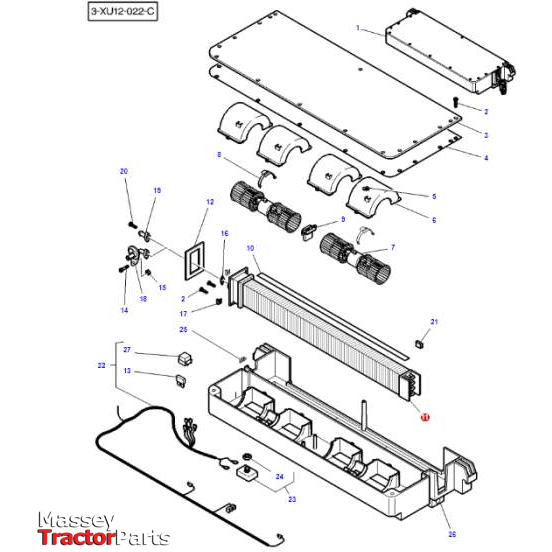 Massey Ferguson Cab Heater Radiator - 6249006M1 | OEM | Massey Ferguson parts | Cab Interior-Massey Ferguson-Air Conditioning,Cab Accessories,Cabin & Body Panels,Cabin Heater & Heater Accessories,Farming Parts,Tractor Parts