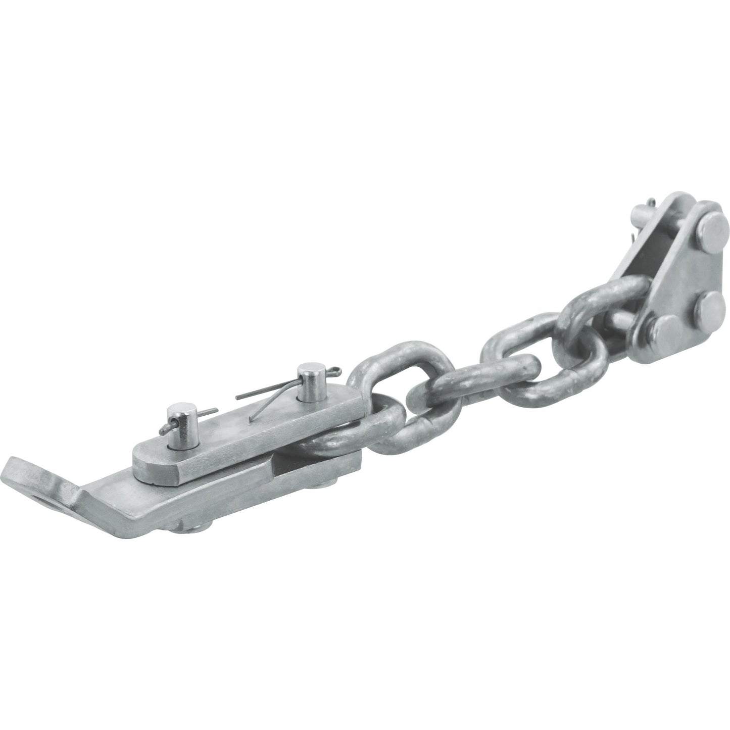 Introducing the Sparex Check Chain, featuring 9 links and a hole diameter of 12.5x40mm (Sparex Part No. S.42072). This robust metal chain comes equipped with a hook on one end and a clamping mechanism on the other, making it ideal for use with various tractor parts, including those from Massey Ferguson.