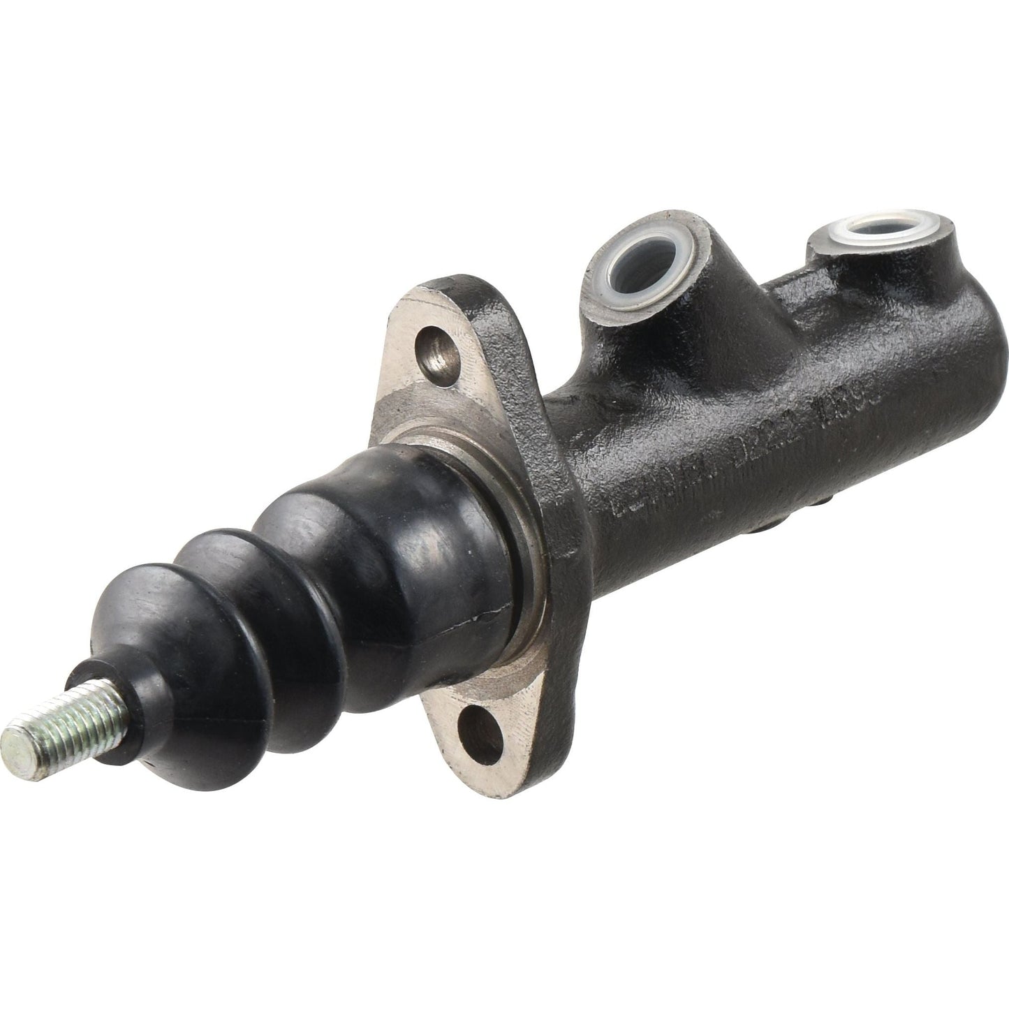 Image of a black braking component, resembling a master cylinder with metal fittings and a threaded rod at one end. This could easily be mistaken for the Sparex Clutch Master Cylinder (Sparex Part No. S.42272), given its robust construction and precise engineering.