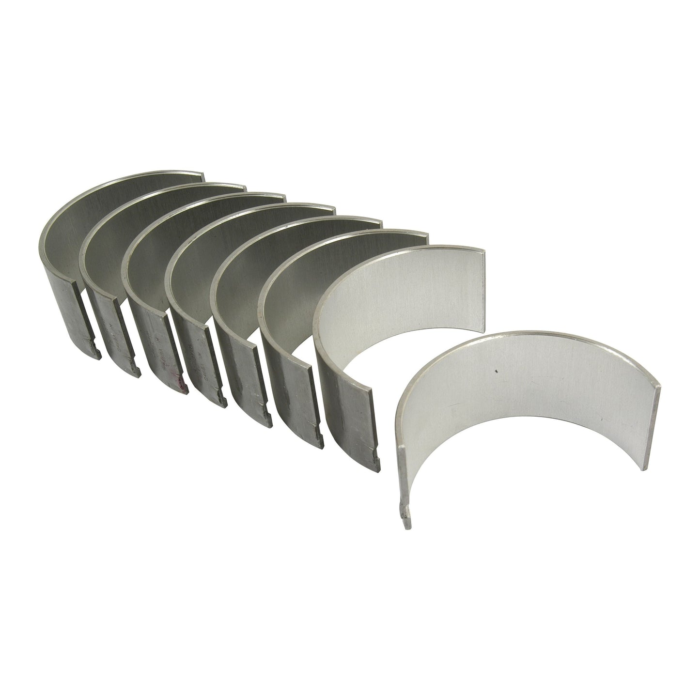 Six Sparex Conrod Bearing +0.010'' (0.25mm) Sets, compatible with Perkins or Massey Ferguson engines, arranged in a row.