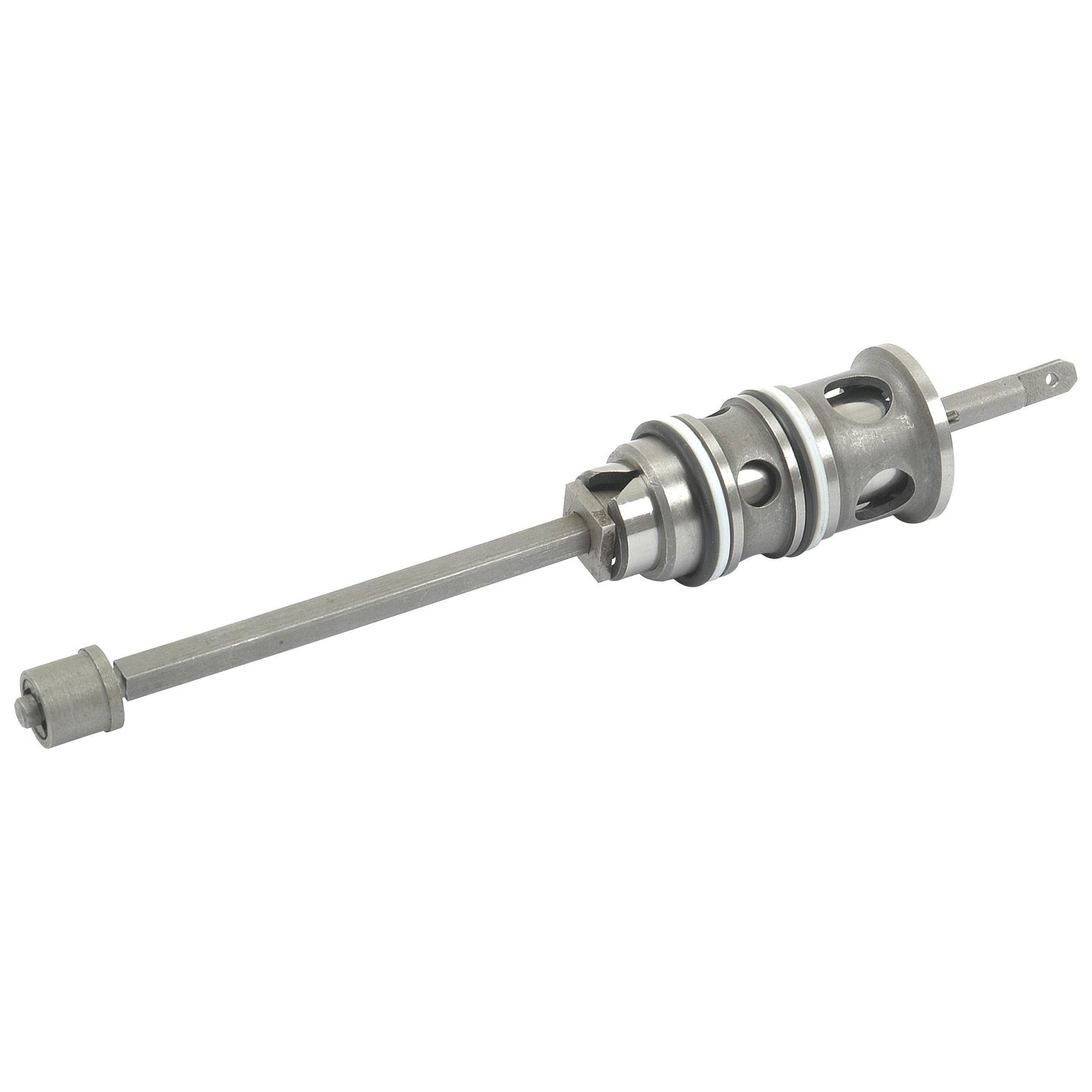 The Sparex Control Valve (Part No. S.42101) is a metal rod with cylindrical and gear-like components, featuring a hexagonal shaft and a threaded end, designed specifically for Massey Ferguson control valve applications.