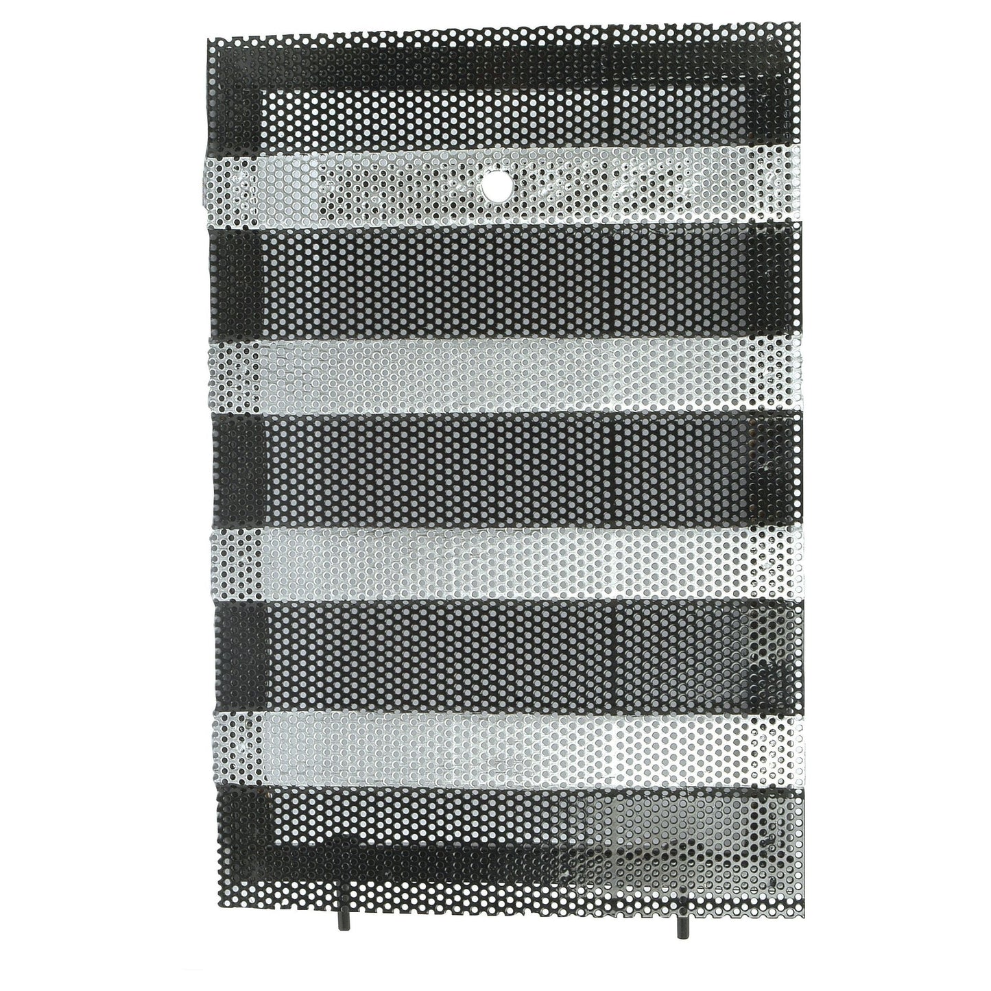 The Sparex Door Grille (Part No. S.41211) is a perforated metal sheet with alternating silver and black panels, featuring a small circular hole near the top center. It is ideal for use with Massey Ferguson equipment.