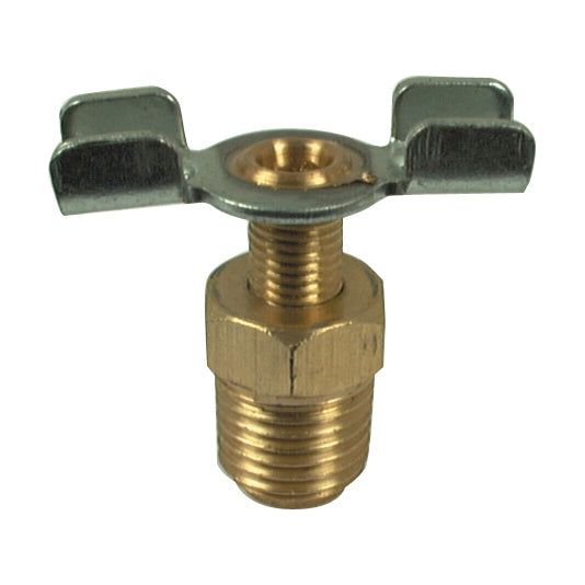A Drain Tap (Sparex Part No. S.8440) by Sparex, standing upright against a white background, features a threaded bolt and brass wing nut attachment suitable for Case IH.