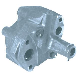 The Sparex Engine Oil Pump (Part No. S.42441) is a silver industrial metal component featuring multiple openings and a protruding cylindrical section, likely compatible with Perkins or Massey Ferguson engines in mechanical or automotive systems.