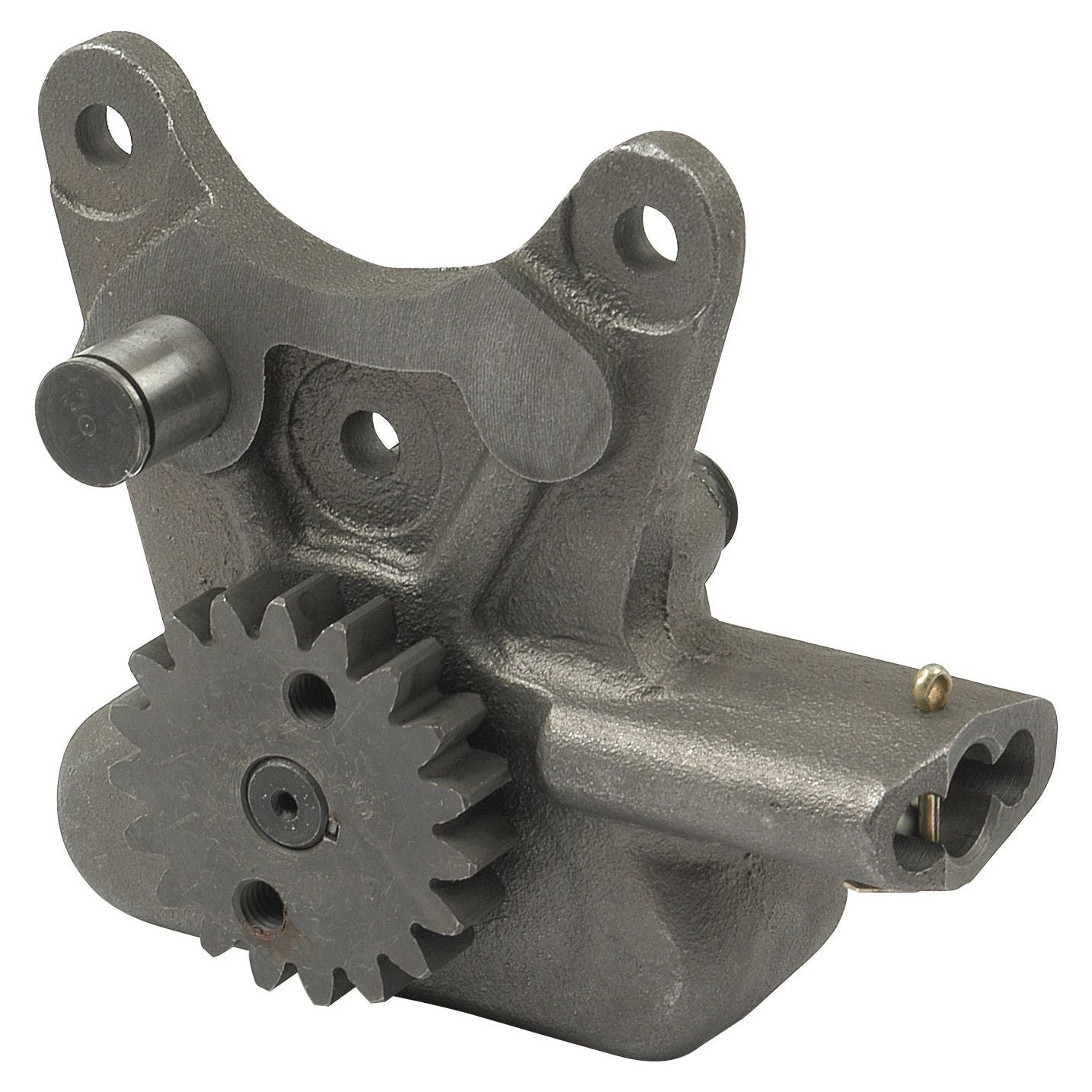 A close-up image of the metallic Engine Oil Pump (Sparex Part No. S.5934) from Sparex, featuring a gear and multiple mounting points, ideal for engine oil pump applications.