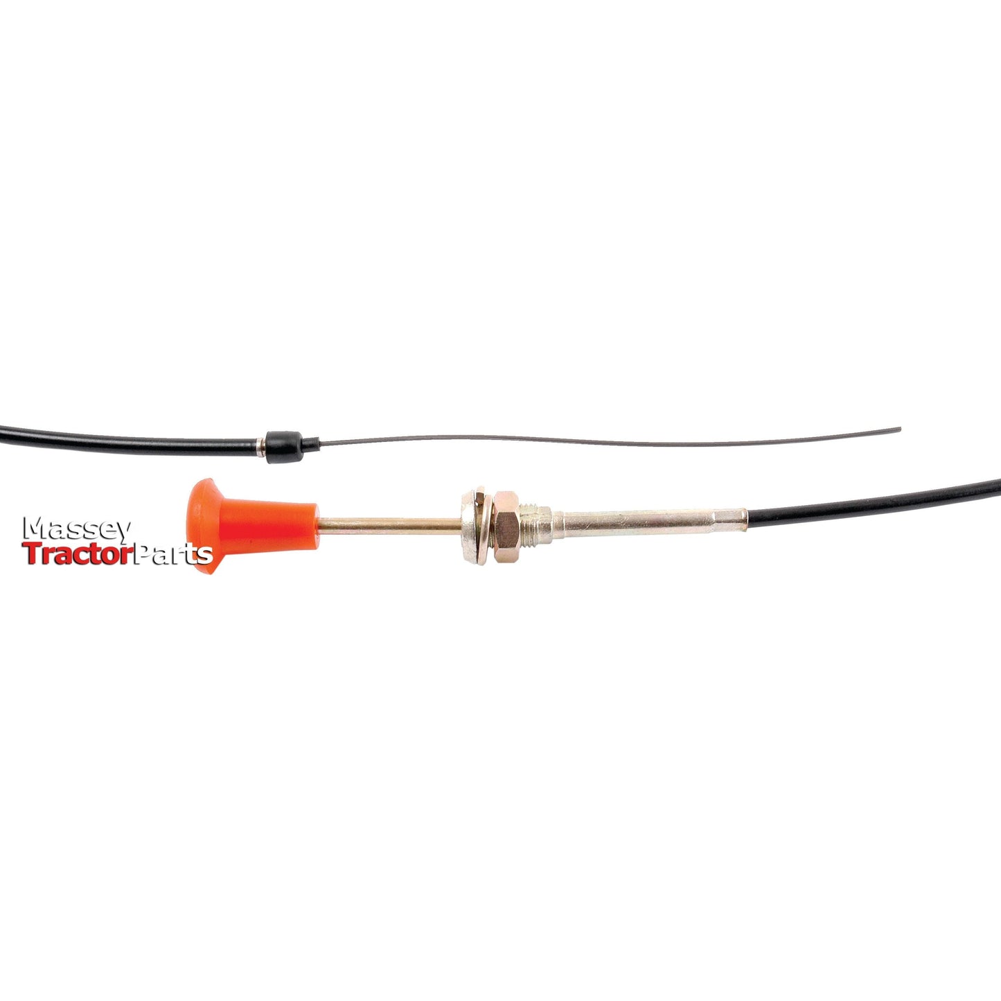 A Sparex Engine Stop Cable, with a length of 1545mm and an outer cable length of 1309mm, featuring an orange plastic cap, is connected to an assembly on a white background. The text "Massey Tractor Parts" is partially visible, suggesting compatibility with Massey Ferguson products. The specific part number is S.41840.