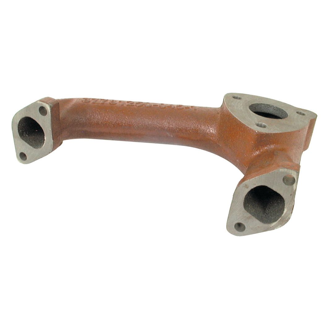 A Sparex Exhaust Manifold, Part No. S.41319, made of metal with three openings and a rusted surface, reminiscent of vintage Massey Ferguson machinery.