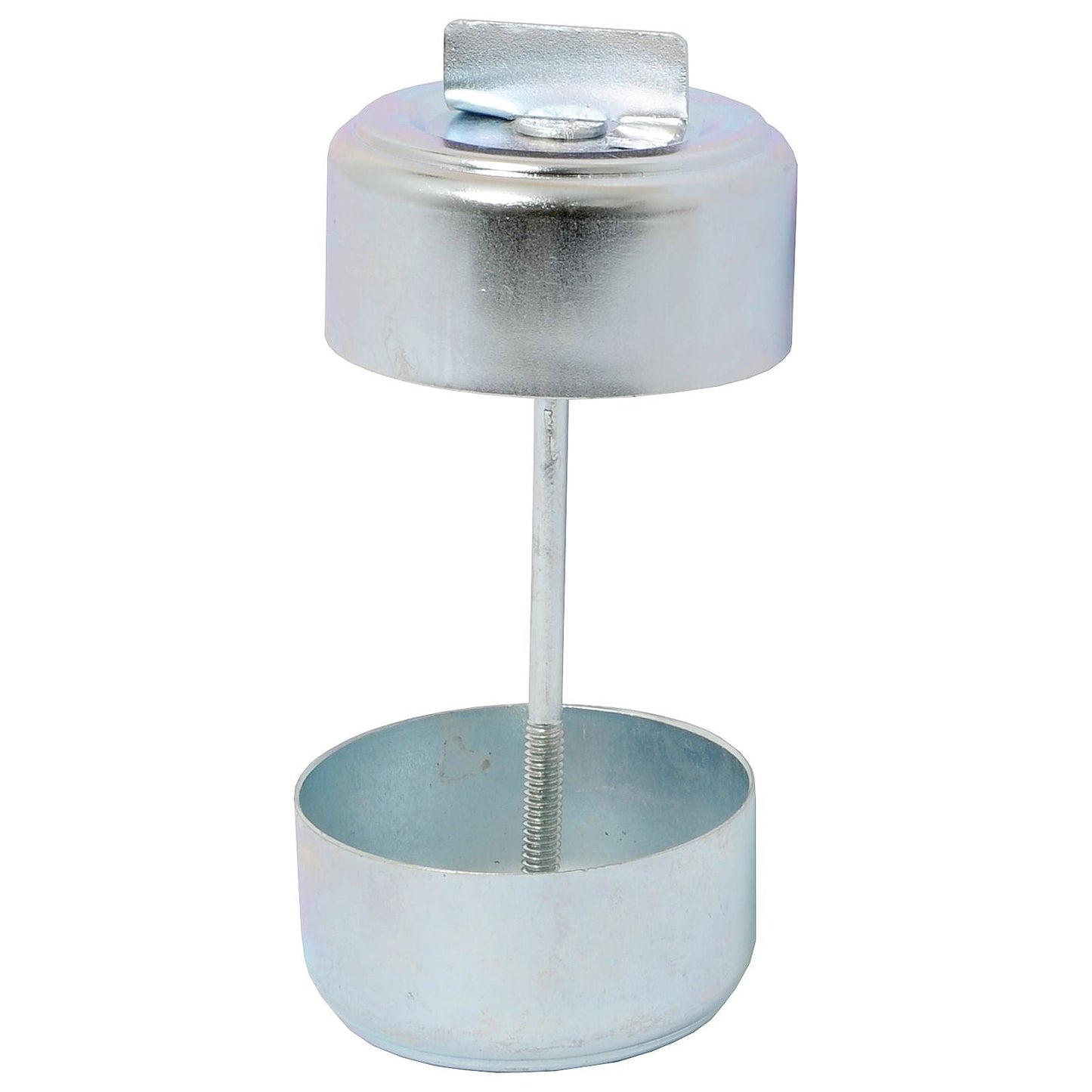 The Sparex Filter Bowl Cover (Sparex Part No. S.42874) is a metallic oil filter wrench with a circular design, featuring a top handle and a thread-through mechanism for tightening and loosening filters, making it ideal for working with hydraulic filters on Massey Ferguson machinery.