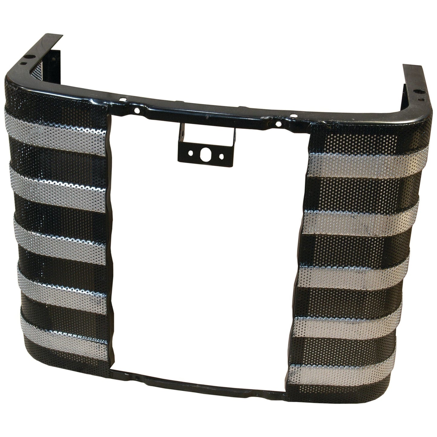 The Sparex Front Grille (Part No. S.41206) features a black metal design with vertical silver wire mesh sections, expertly crafted for vehicle air intake protection and aesthetics. This high-quality component is perfect for Massey Ferguson vehicles and is available through Sparex.