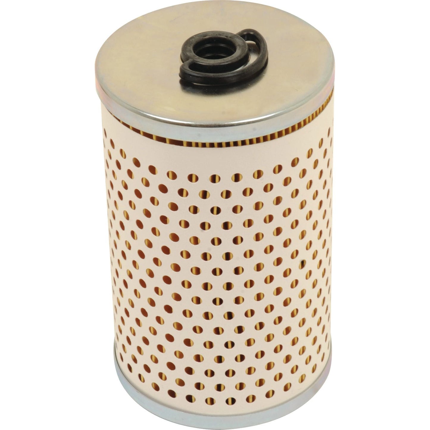 Image of a Sparex Fuel Filter - Element - FF147 (Sparex Part No.S.76322) with a cylindrical shape, metal top and bottom, and perforated sides.