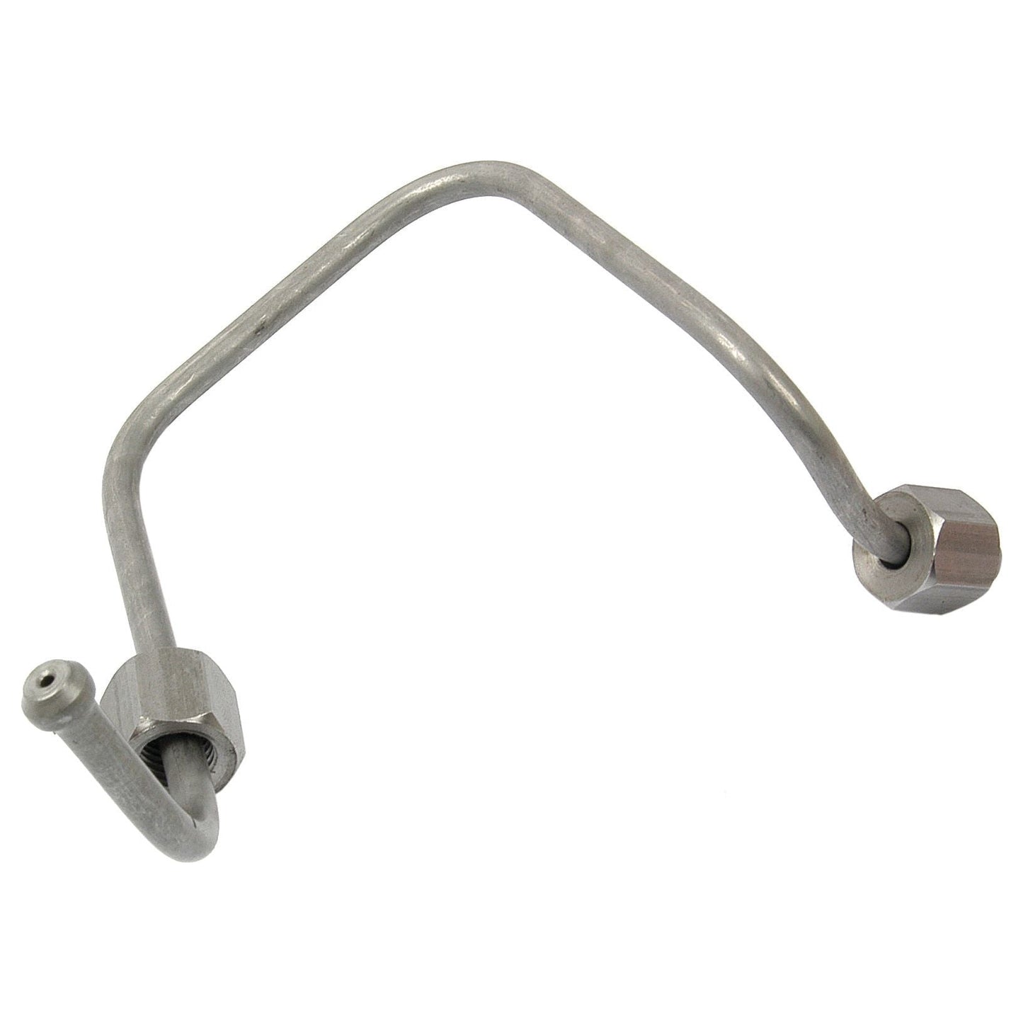 A bent metal tubing with threaded hexagonal connectors at both ends, often seen on Massey Ferguson 165 tractors and referenced in the Perkins Build List as Fuel Injector Pipe with Sparex Part No.S.41437.