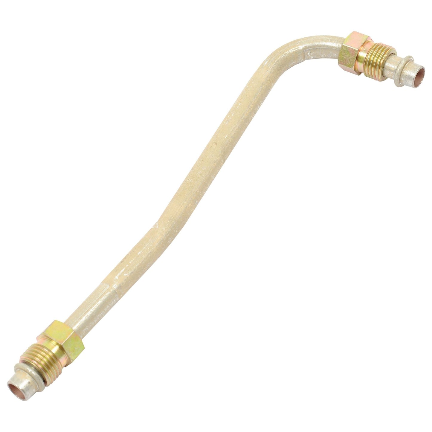 The Sparex Fuel Pipe (Part No. S.43885) is a metal pipe featuring threaded fittings on both ends and a central bend, specially designed for use with a Massey Ferguson lift pump.