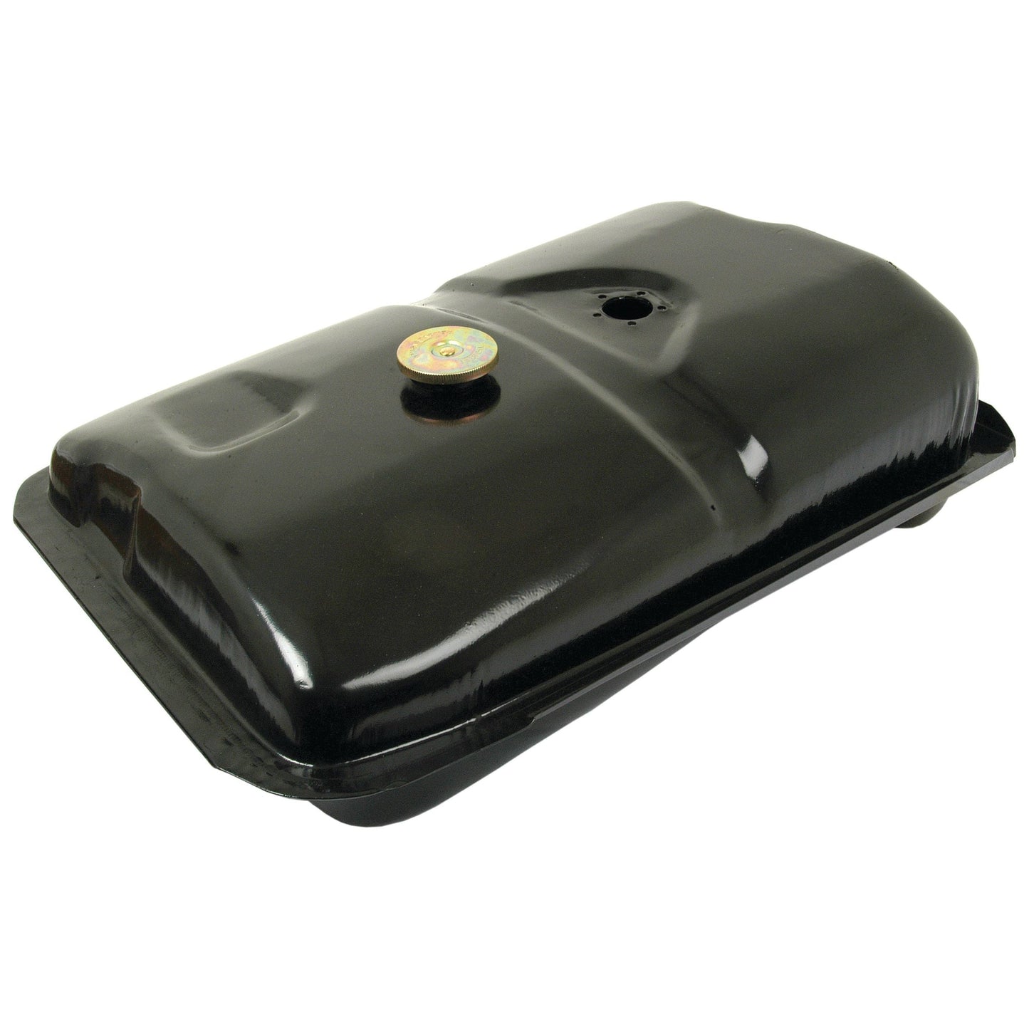 Black fuel tank, Sparex Part No. S.41748, with two visible holes including one metal-capped, suitable for Massey Ferguson 135.