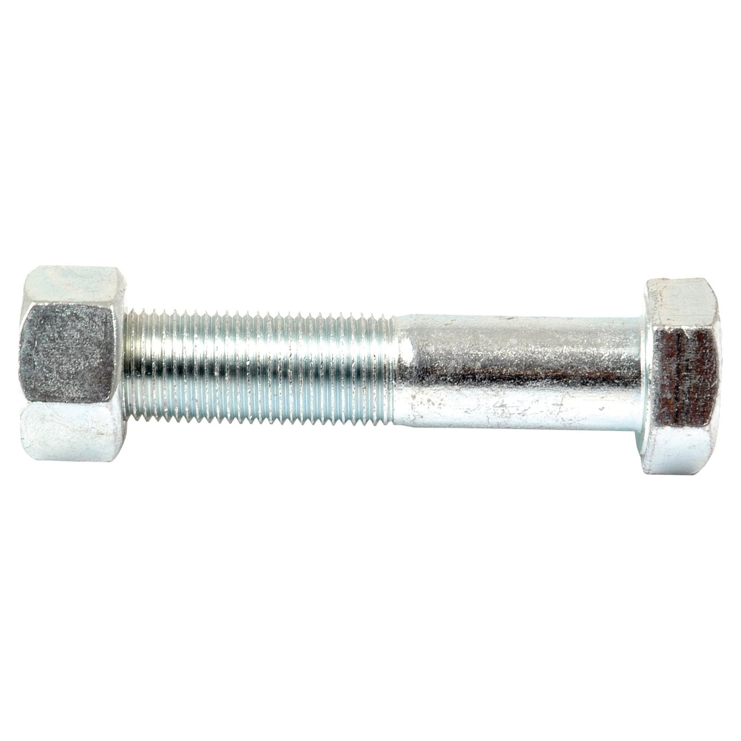 A Sparex Hexagonal Head Bolt With Nut (TH) - M15.9 x 76mm, Tensile strength - Loose (Sparex Part No.S.40114), ideal for use with Massey Ferguson machinery.
