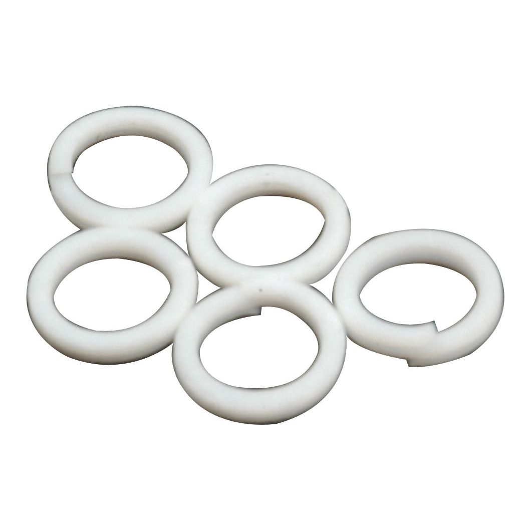 Five small, white plastic Hydraulic Lift Back Up Rings (Sparex Part No. S.41314) arranged in a cluster on a plain background.