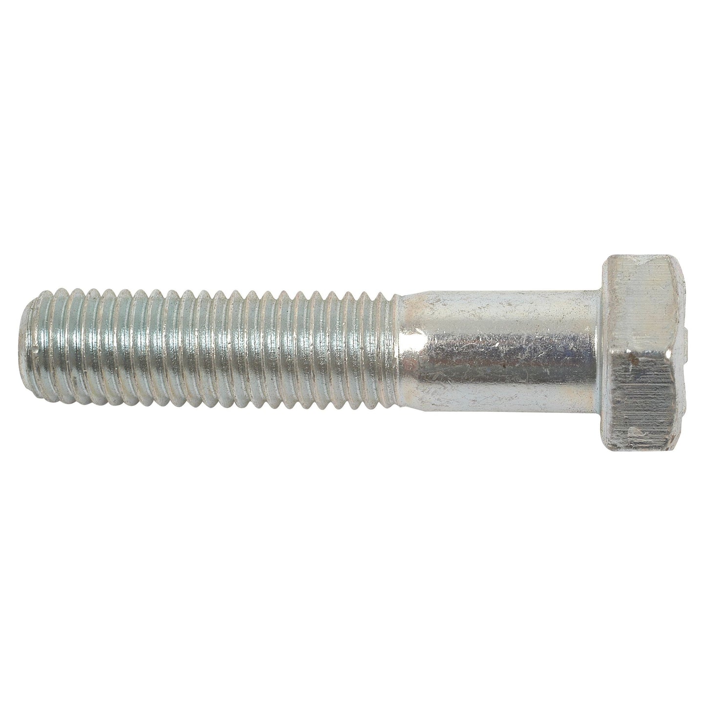 A close-up view of a zinc-plated, silver Imperial Bolt, 5/16''x1 1/2'' UNF (ASME B18.2.1) with a hexagonal head and threading on the lower half, by Sparex (Part No.S.53788).