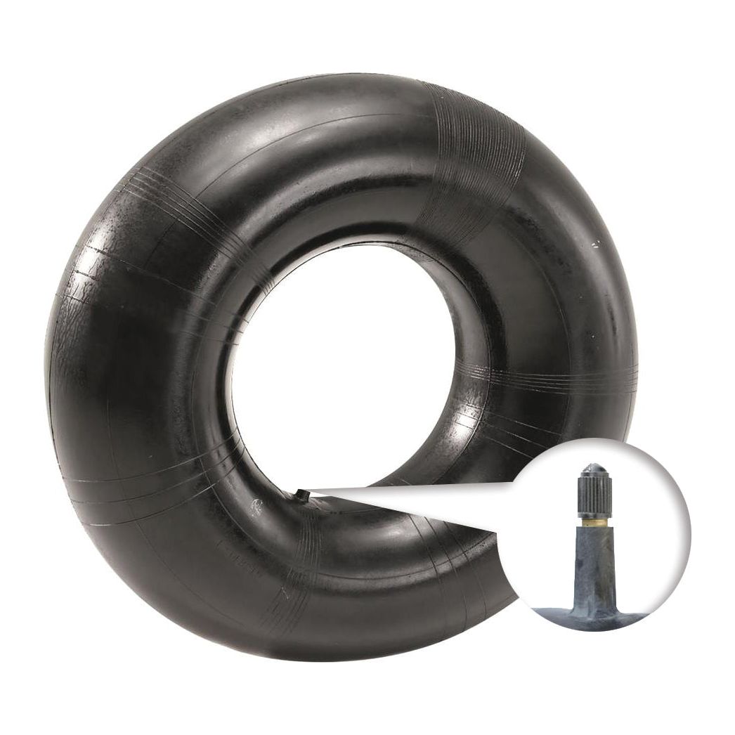Image of a Sparex black rubber inner tube (4.00 - 19) with a close-up inset showing its TR13 straight valve, suitable for Massey Ferguson tractors, Sparex Part No.S.207.