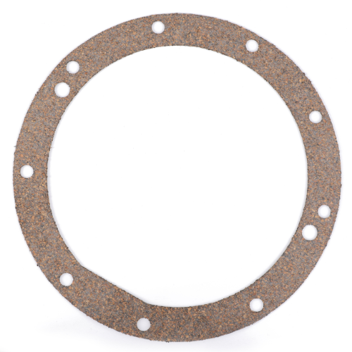 The AGCO Massey Ferguson - Joint - 3641894M1 is a cork gasket featuring a circular shape with multiple evenly spaced holes around the perimeter, making it ideal for use in Massey Ferguson 4WD and 2WD models.