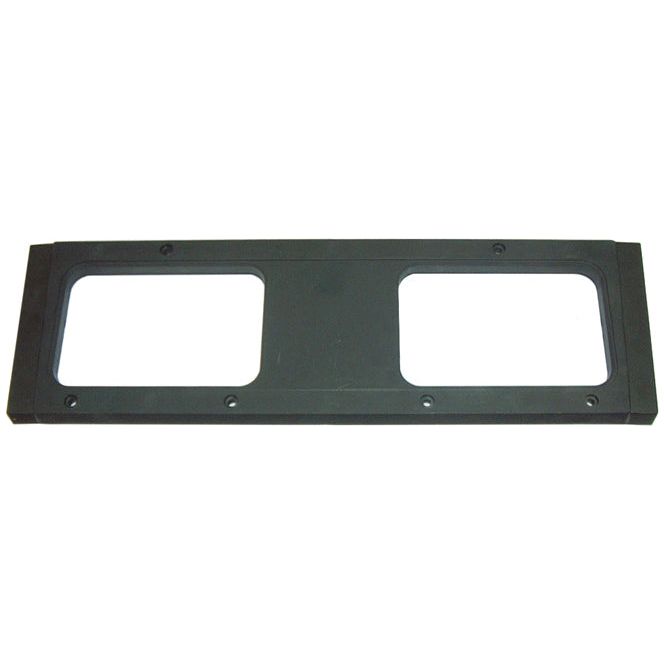 A rectangular black plastic head light surround featuring two rectangular cutouts and four screw holes in a row, compatible with Massey Ferguson tractors. Sparex part number S.59317 ensures perfect fit and durability.