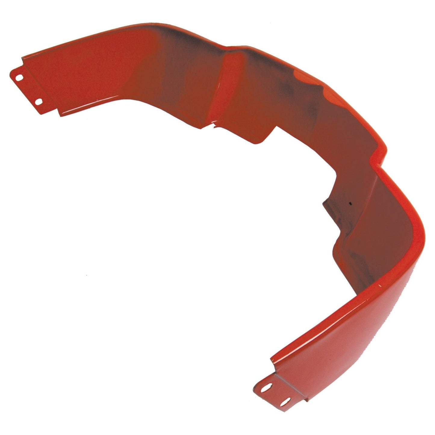 A Lower Panel (Sparex Part No.S.42663) from Sparex, made of red metal and featuring mounting holes on both ends, likely serves as a protective covering in machinery or vehicles, often utilized with Massey Ferguson equipment.