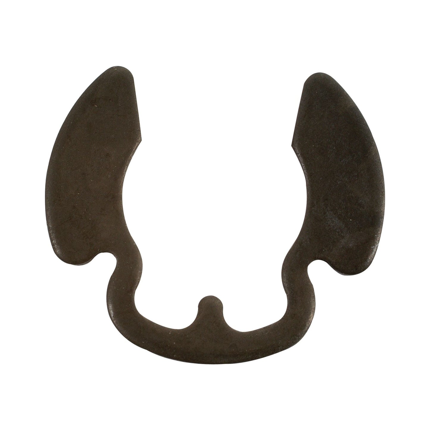 A Sparex Metric E Clip (Sparex Part No.S.41980) with a dark metal finish, featuring a distinctive circular base and two protruding wings on either side, engineered to the precise standards of DIN 471 (A Ø63.2mm).