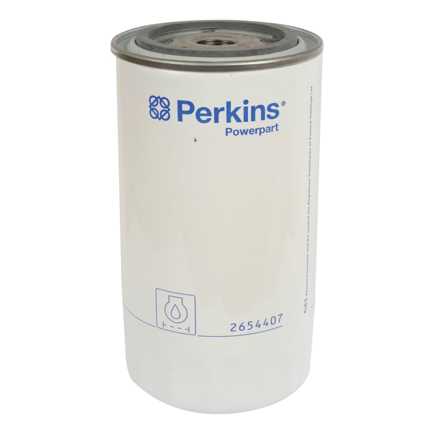 Image of a Sparex Oil Filter - Spin On with part number S.43972 printed on it. The filter is white with blue text, has a metallic top, and is compatible with Case IH equipment.
