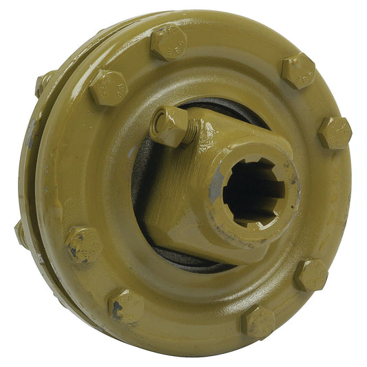 A PTO Friction Clutch from the Italian Series AB7/A7, with U/J dimensions of 30.2 x 106.5mm, has a round, yellowish body featuring multiple bolts around its edge and a central hexagonal socket. The product is identified as Sparex S.6739 with a 1 3/8''-6 Spline size.