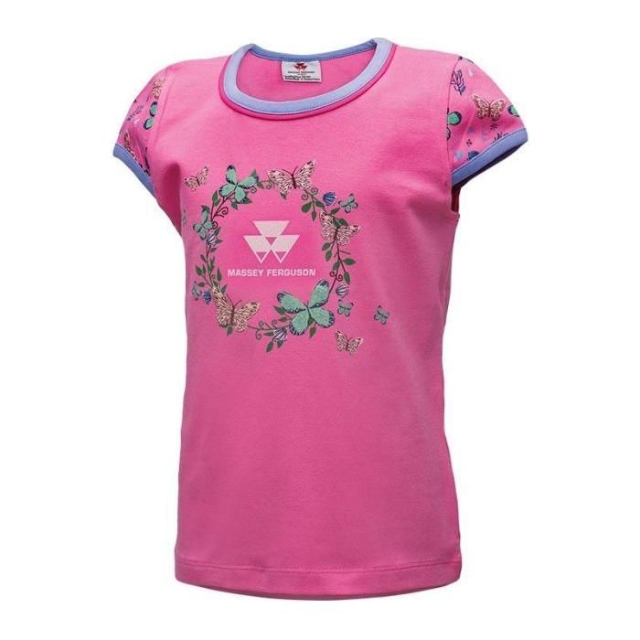 Massey Ferguson Kids Pink T-Shirt Butterfly Design X993310028