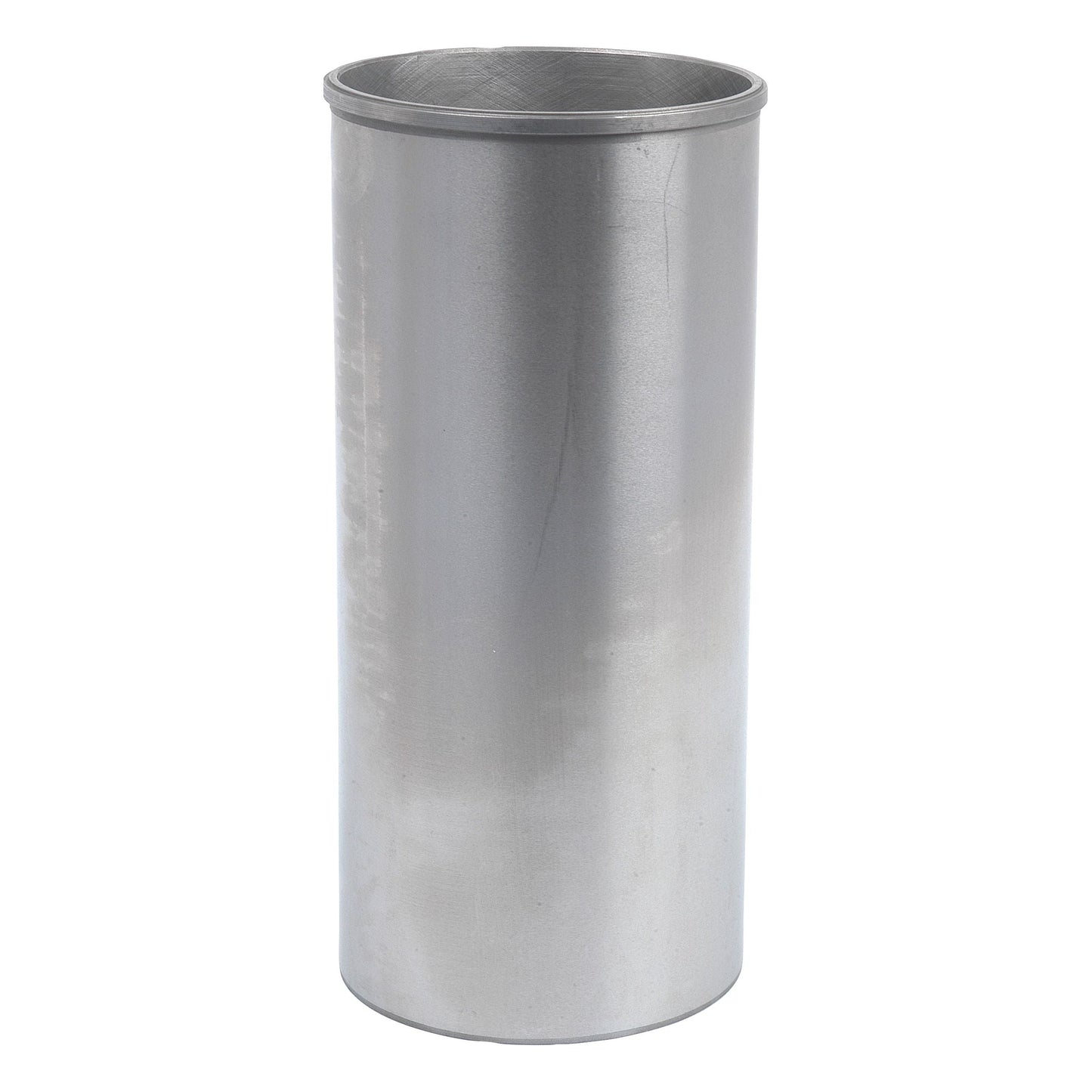The Piston Liner (Finished) by Sparex, Part No. S.40434, is a tall, cylindrical metal container featuring a smooth surface, an open top, and a finished flanged liner.