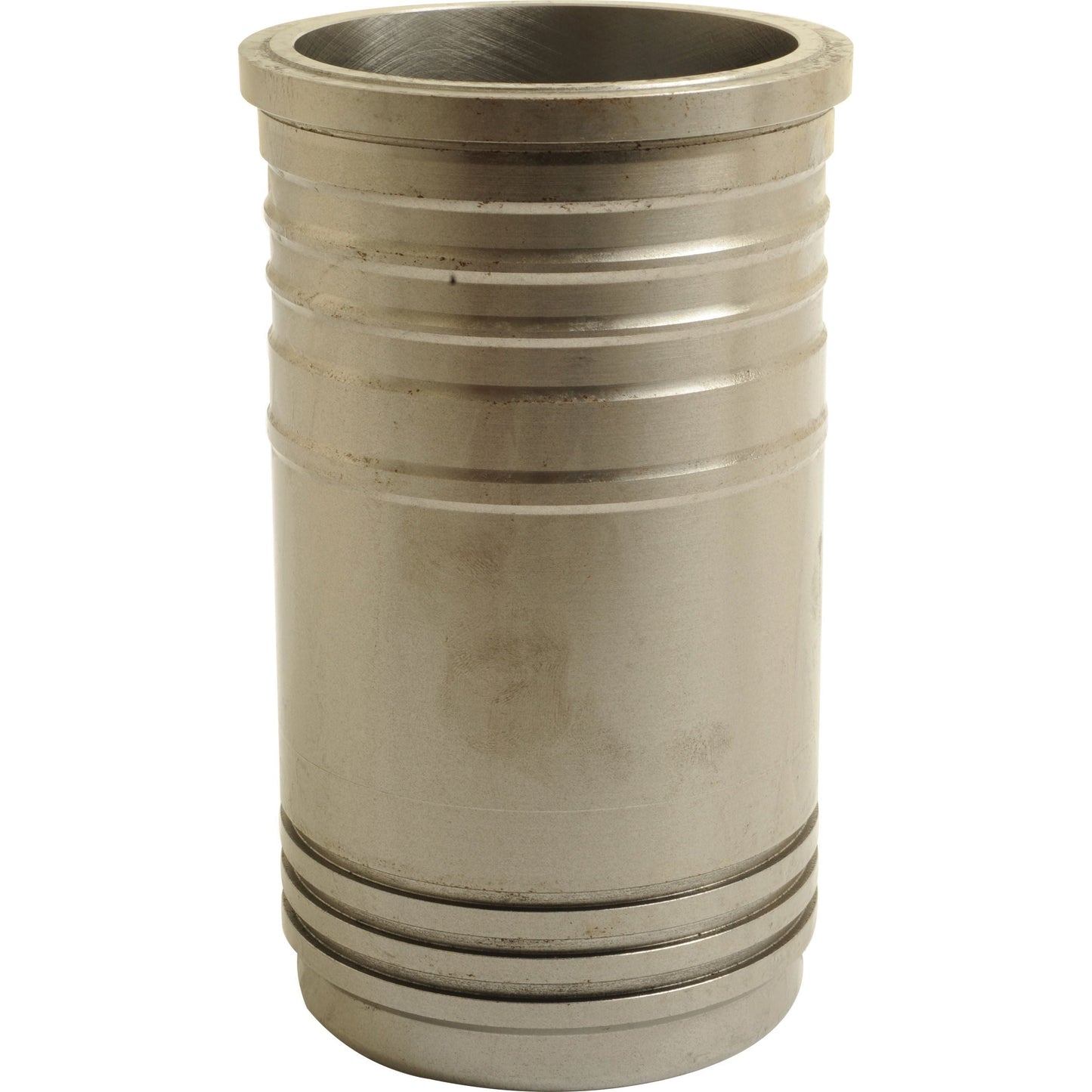 A Sparex Piston Liner (Finished) | Sparex Part No.S.67368, featuring multiple grooves along its outer surface, akin to components seen in Sisu engines, likely used in mechanical or industrial applications.
